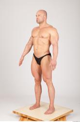 Whole Body Man White Underwear Muscular Studio photo references